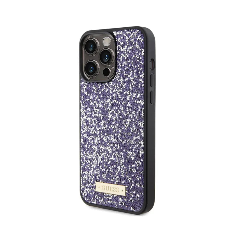 Guess Rhinestone Metal Logo – dėklas „iPhone 15 Pro Max“ (rožinis)