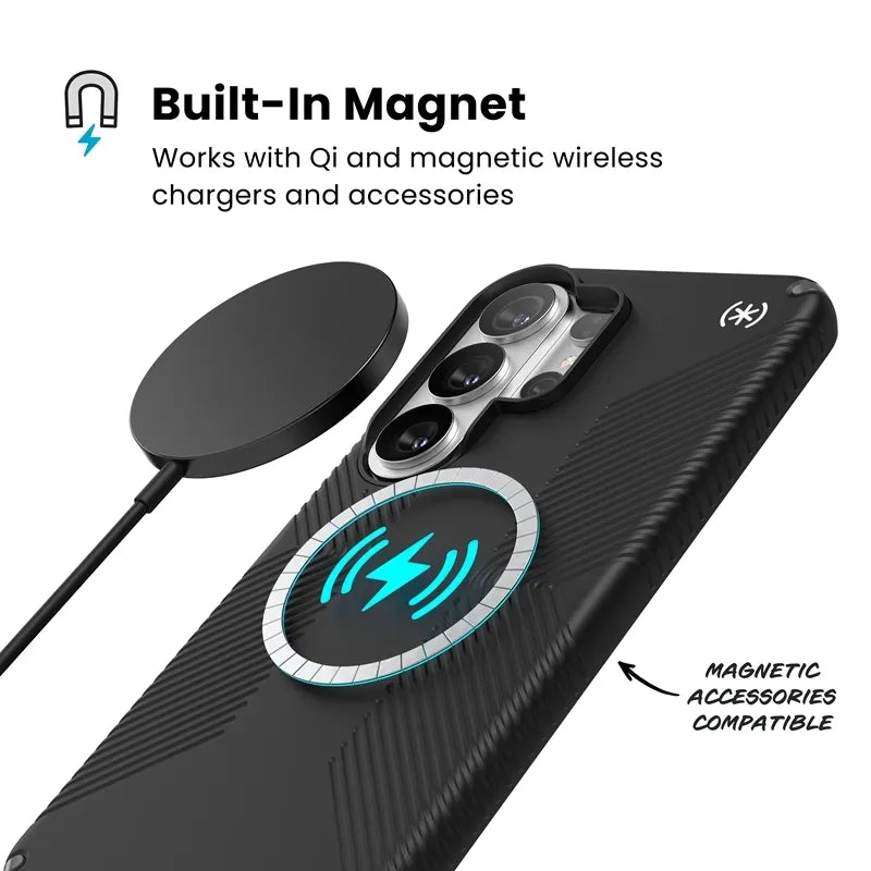 Speck Presidio2 Grip Magnet – dėklas Samsung Galaxy S26 Ultra su MagSafe (juodas)