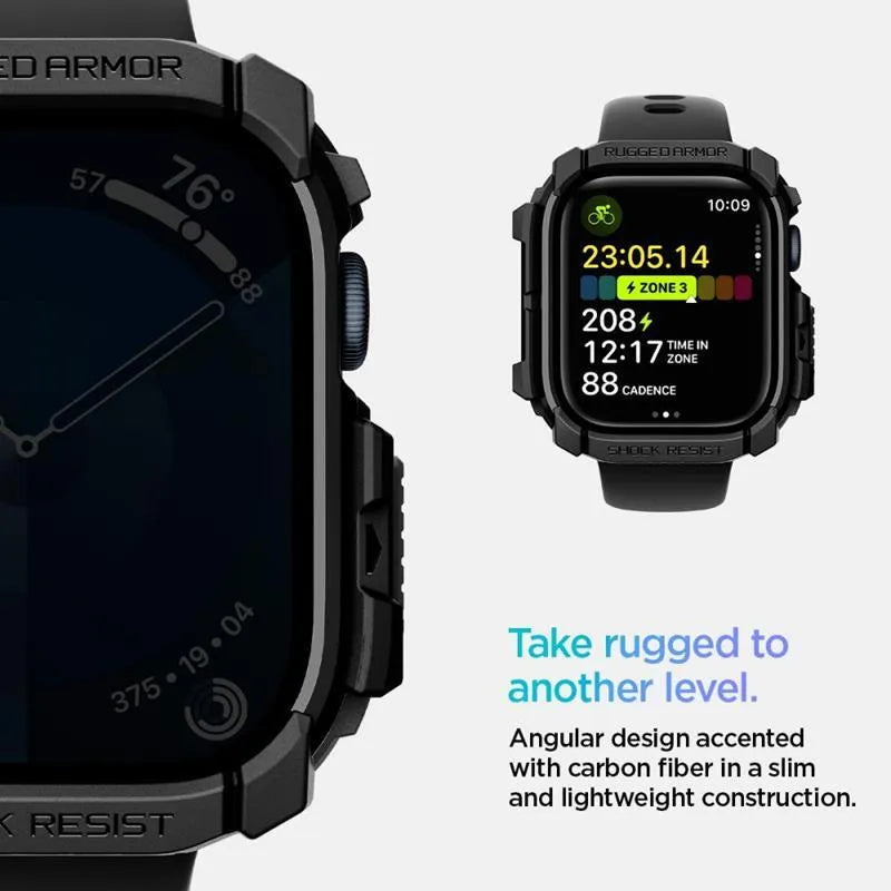 Spigen Rugged Armor – dėklas Apple Watch 10 46 mm (matinė juoda)