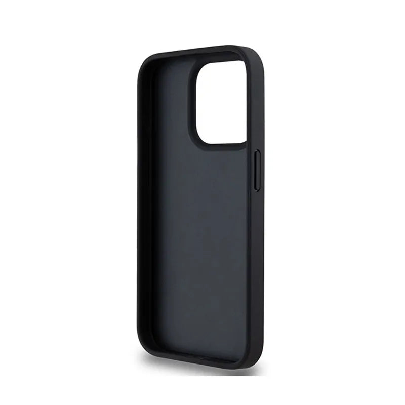 DKNY Leather Checkered Mono Pattern & Printed Stripes – iPhone 15 Pro dėklas (juodas)