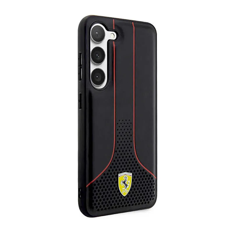 Ferrari Perforated 296P Collection – dėklas Samsung Galaxy S23+ (juodas)