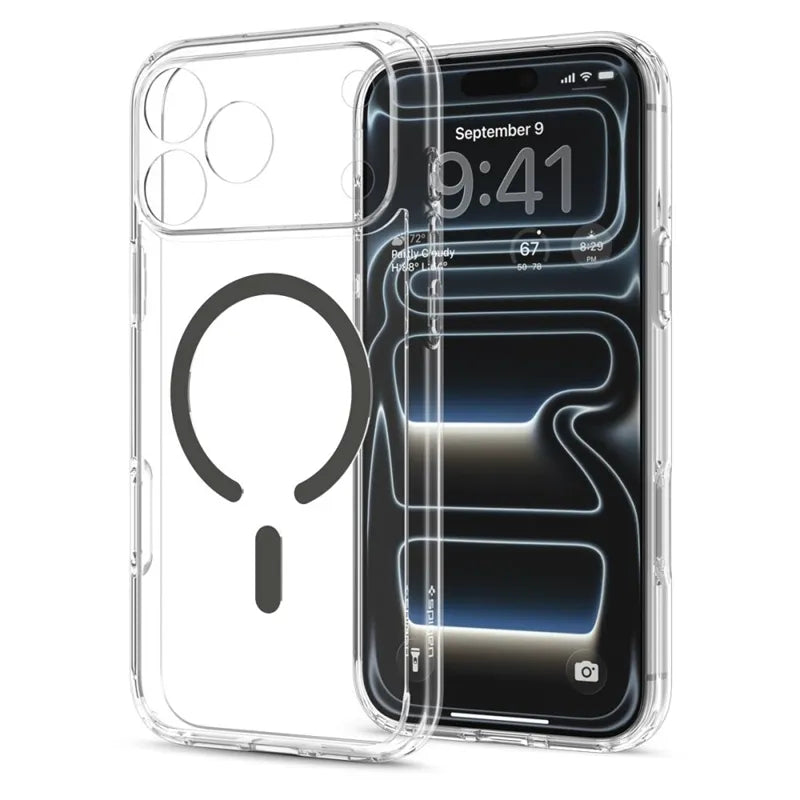 Spigen Ultra Hybrid Mag MagSafe – dėklas, skirtas iPhone 18 Pro Max / 17 Pro Max (skaidrus / grafito spalvos)