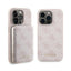 Guess rinkinys MagSafe 4G Metal Gold Logo – dėklas + 5000mAh MagSafe maitinimo bankas, skirtas iPhone 14 Pro (rožinis)