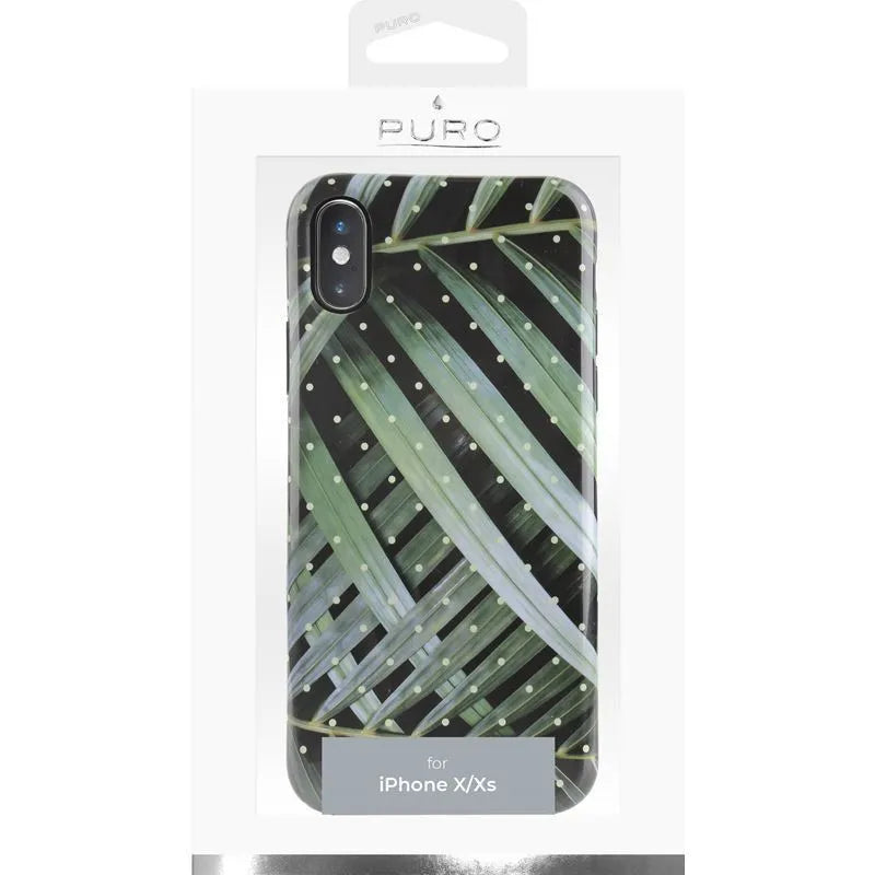 PURO Glam Tropical Leaves – dėklas „iPhone Xs / X“ (Brilliant Leaves)