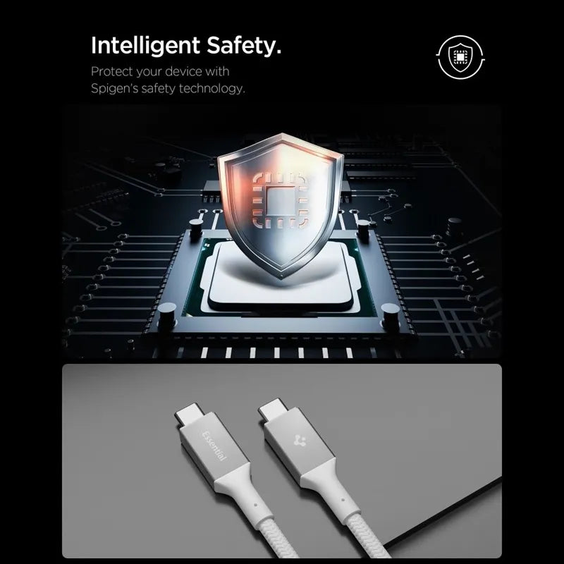 Spigen EB10010CC Essential – USB-C į USB-C PD laidas, 100W, 1m (baltas)