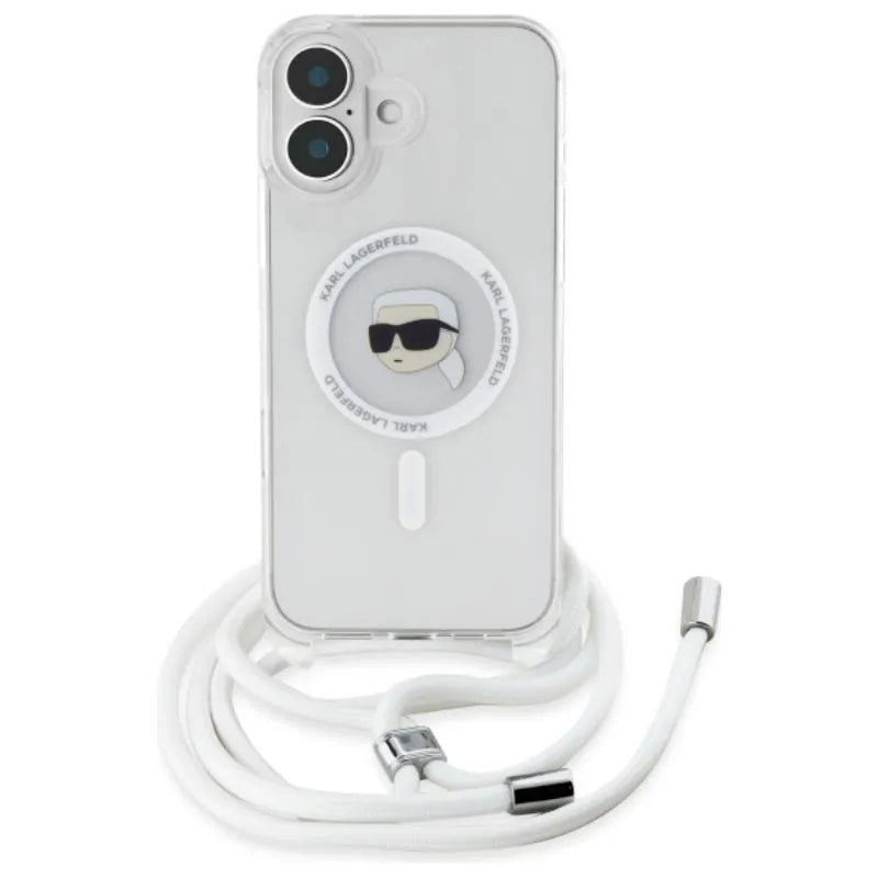 Karl Lagerfeld Crossbody IML Karl Head MagSafe – dėklas iPhone 16 (skaidrus)