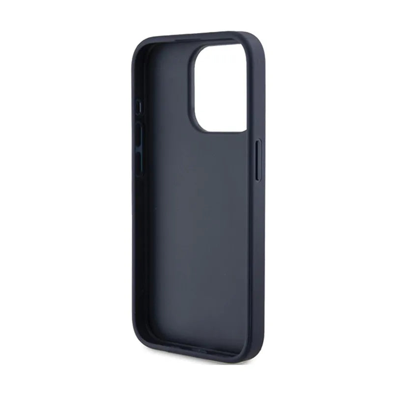 Guess 4G Triangle Metal Logo – dėklas iPhone 15 Pro (mėlynas)