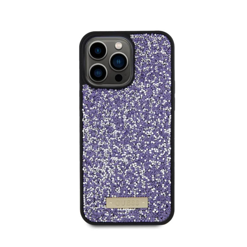 Guess Rhinestone Metal Logo – dėklas „iPhone 15 Pro Max“ (rožinis)