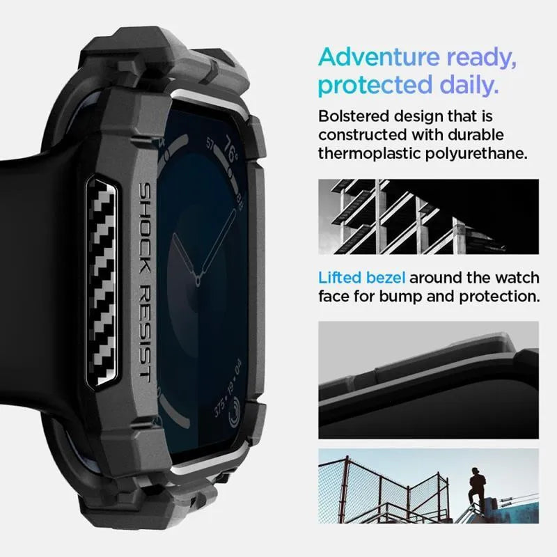 Spigen Rugged Armor – dėklas Apple Watch 10 46 mm (matinė juoda)