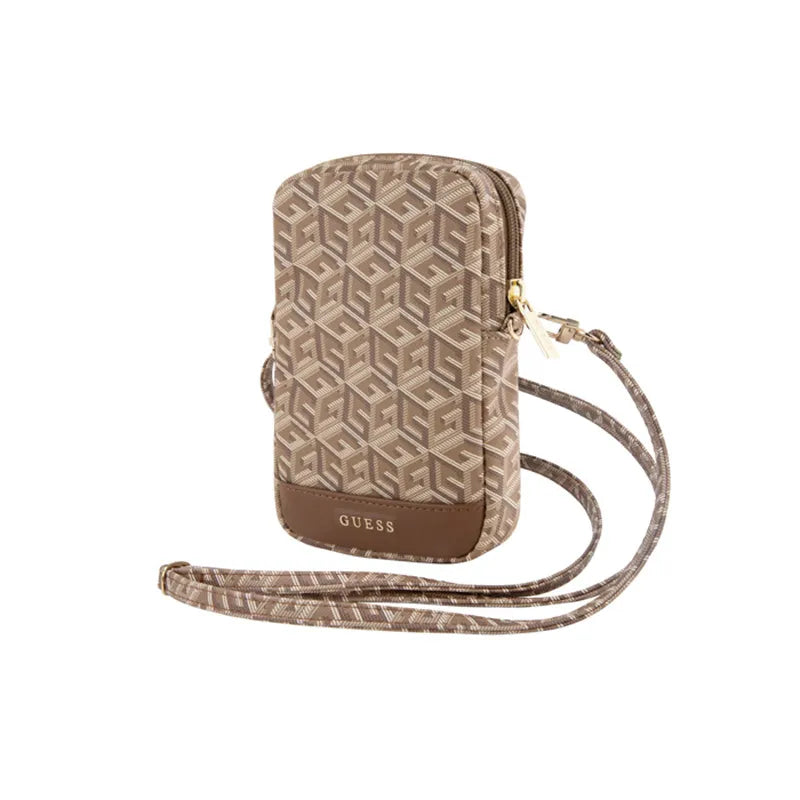 Guess Zip GCube Bottom Stripe – telefono krepšys (rudos spalvos)