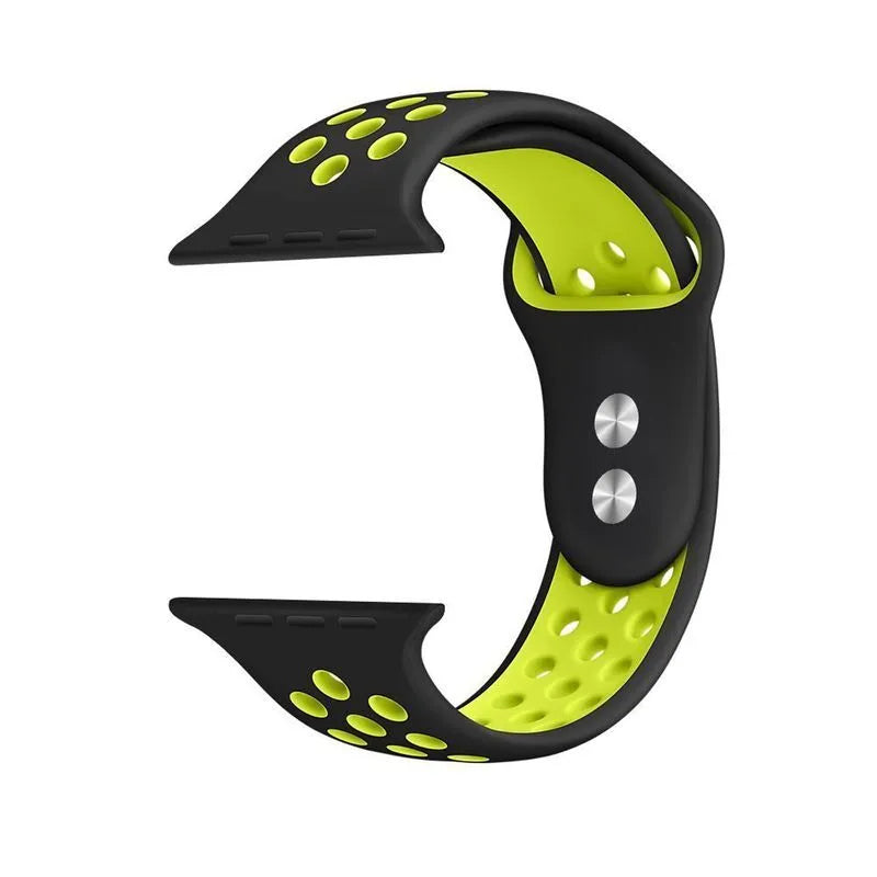Crong Duo Sport – Apple Watch apyrankė 38/40/41/42 mm (juoda/laimo)