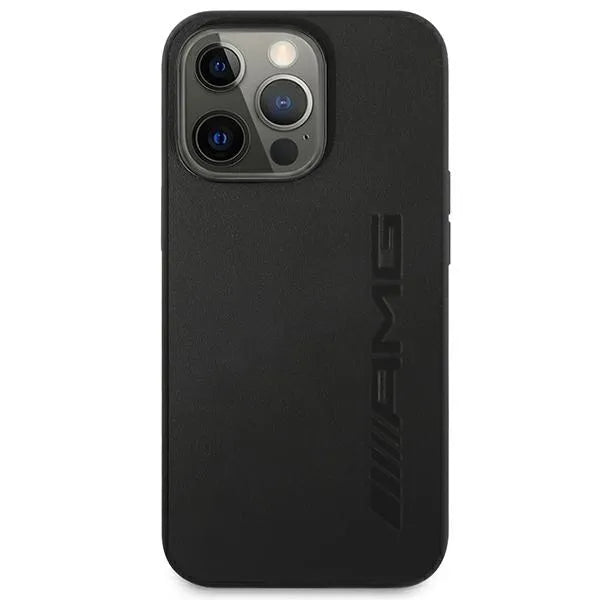 AMG Leather Hot Stamped – dėklas iPhone 14 Pro Max (juodas)