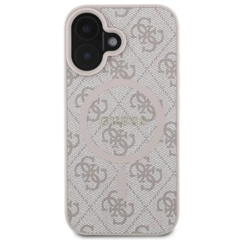 Guess 4G Ring Classic Logo MagSafe – dėklas, skirtas iPhone 16 (rožinis)