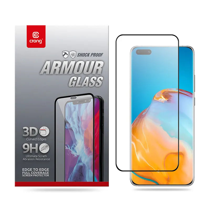 Crong 3D Armour Glass 9H viso ekrano grūdintas stiklas Huawei P40 Pro + montavimo rėmelis