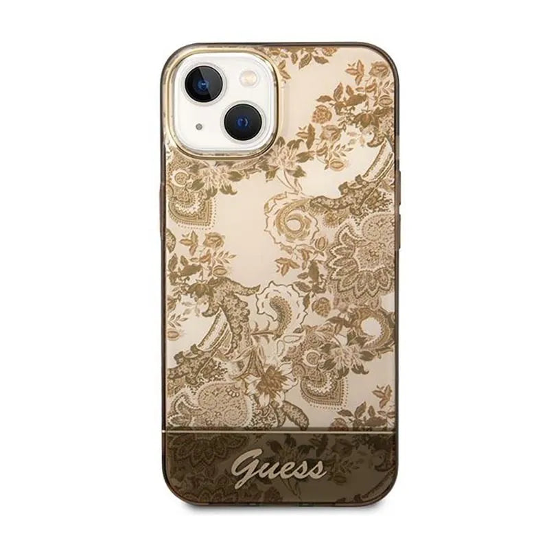 Guess Porcelain Collection – dėklas iPhone 14 Plus (Ochre)