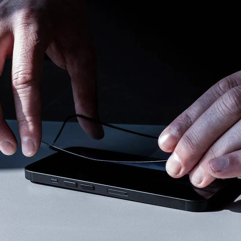 Crong 7D Nano Flexible Glass – nedūžtantis 9H hibridinis stiklas visam iPhone 14 Pro Max ekranui