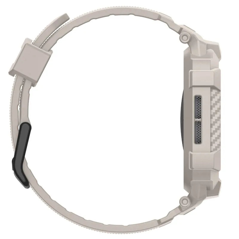 Spigen Rugged Armor Pro V2 – dirželis su dėklu Apple Watch 10/11 42mm (Dune Beige)