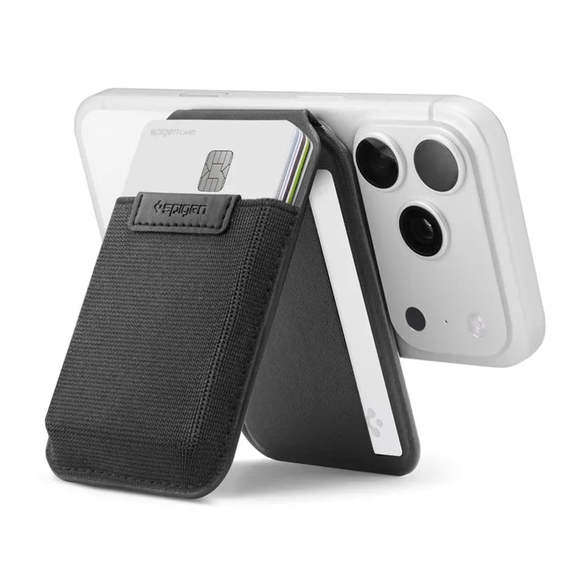 Spigen Slim Fold S314-4 MagSafe – magnetinė piniginė su stovo funkcija (juoda)