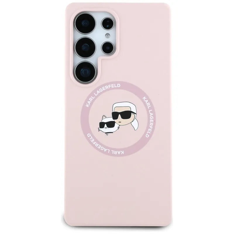 Karl Lagerfeld Silicone Double Heads And Circle MagSafe – dėklas Samsung Galaxy S25 Ultra (rožinis)