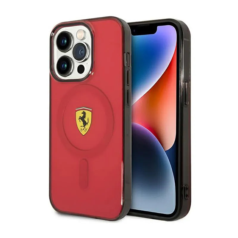 Ferrari Translucent MagSafe – dėklas iPhone 14 Pro (raudonas)