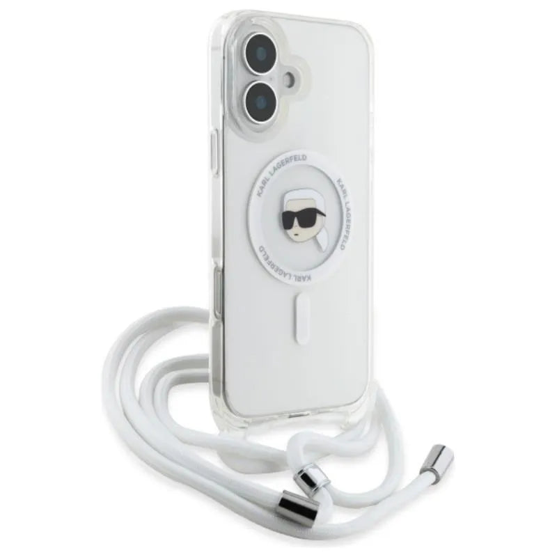 Karl Lagerfeld Crossbody IML Karl Head MagSafe – dėklas iPhone 16 (skaidrus)