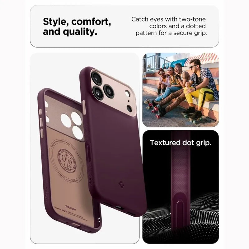 „Spigen Nano Pop Mag MagSafe“ – dėklas, skirtas „iPhone 18 Pro“ / „17 Pro“ („Burgundy Bean“)