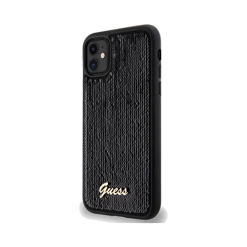 Guess Sequin Script Metal - Dėklas iPhone 11 (Juodas)