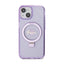 Guess Ring Stand Script Glitter MagSafe – dėklas Apple iPhone 15 Plus (violetinis)