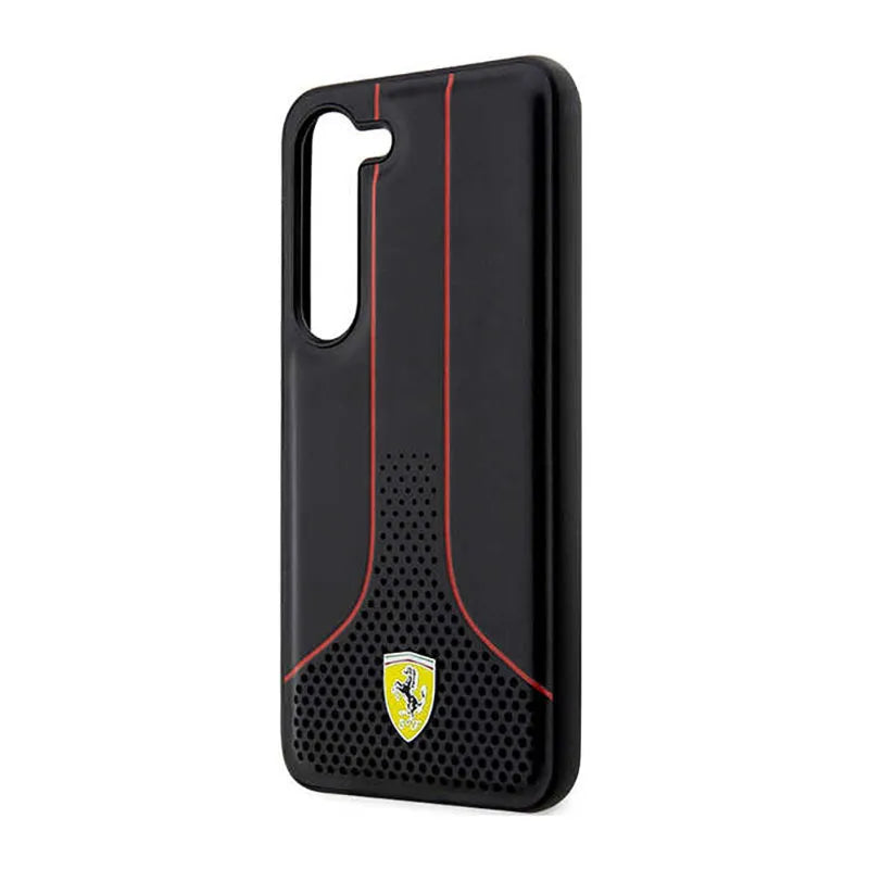 Ferrari Perforated 296P Collection – dėklas Samsung Galaxy S23+ (juodas)