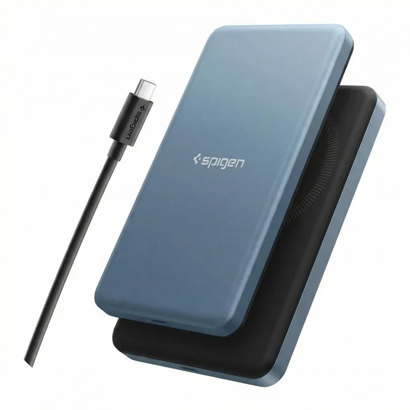 Spigen EA2205MQ Essential – Išorinis akumuliatorius MagSafe 5000 mAh 22,5W Qi2 (Melsvai žalia)