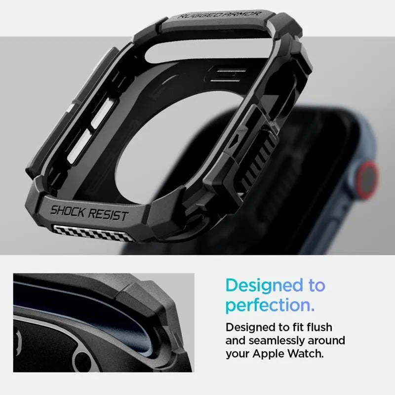 Spigen Rugged Armor – dėklas Apple Watch 10 46 mm (matinė juoda)