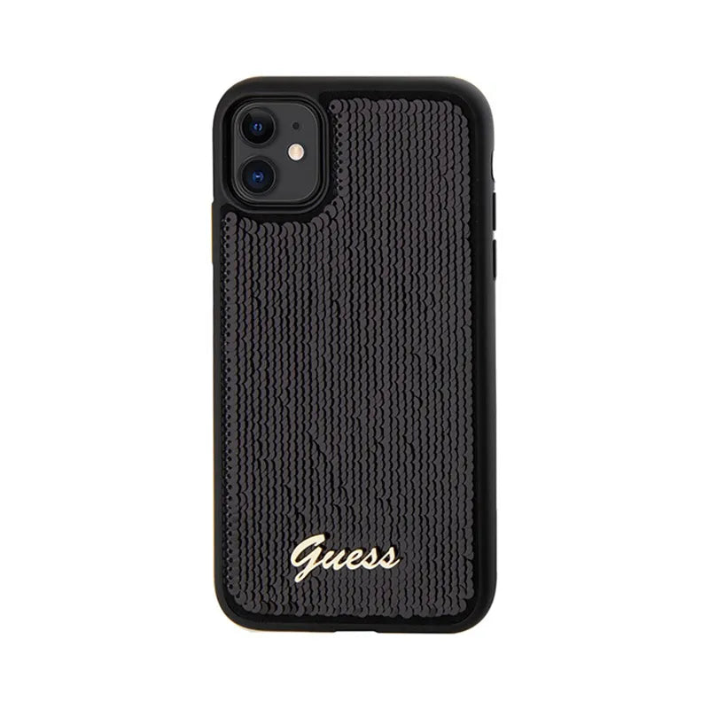 Guess Sequin Script Metal - Dėklas iPhone 11 (Juodas)