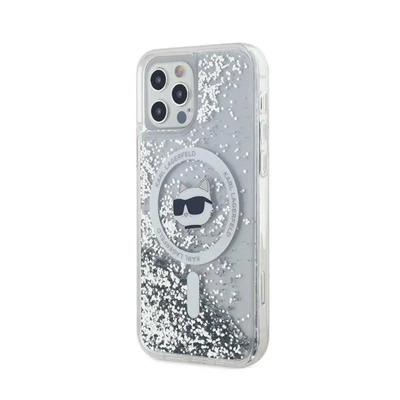 Karl Lagerfeld Liquid Glitter Choupette Head MagSafe – iPhone 12 / iPhone 12 Pro dėklas (skaidrus)