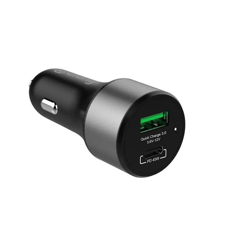 Crong automobilinis įkroviklis 63 W – USB-C PD 45 W automobilinis įkroviklis + USB QC 3.0 18 W (juodas)