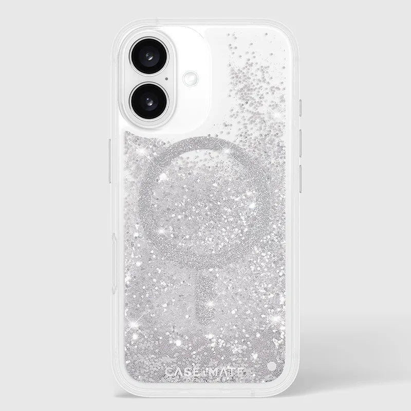 Case-Mate Waterfall MagSafe dėklas, skirtas iPhone 16 (sidabrinis)