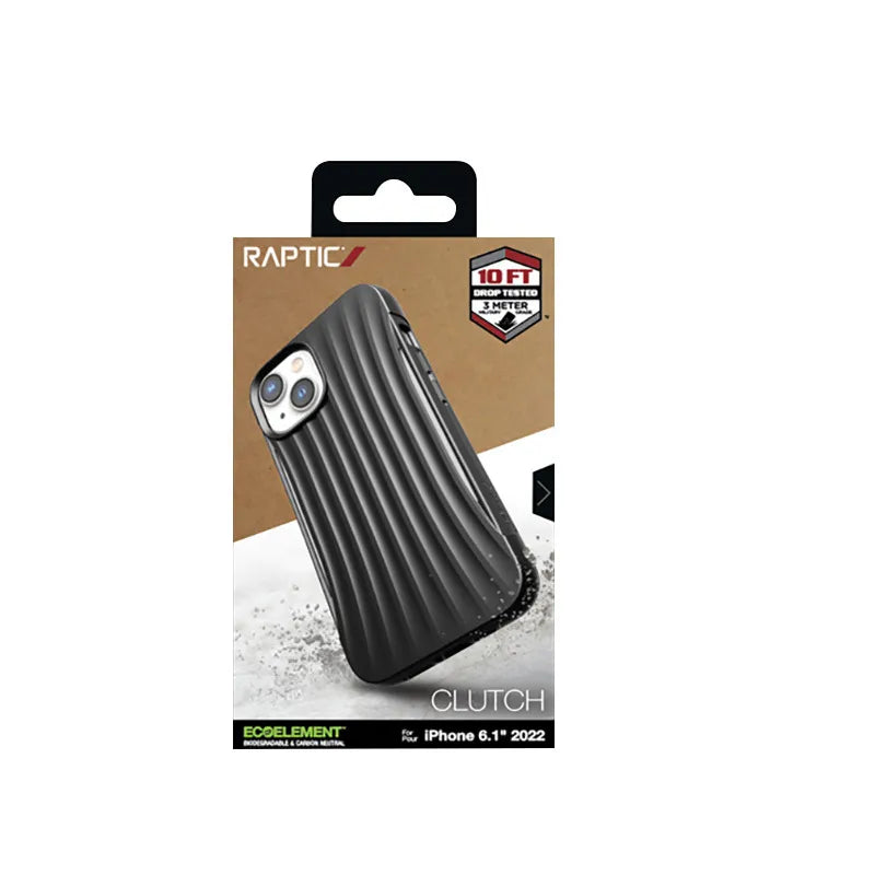 X-Doria Raptic Clutch – Biologiškai skaidus dėklas, skirtas iPhone 14 (Išbandytas kritimas iš 3m) (Juodas)
