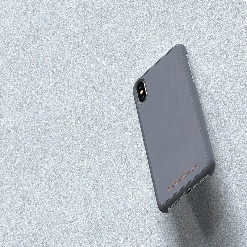 Nordic Elements Original Gefion – dėklas iPhone Xs Max su tikro klevo medžio elementais (Mid Grey)