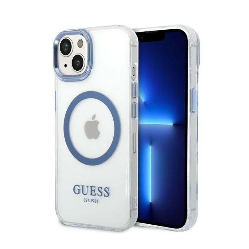 Guess Metal Outline MagSafe – dėklas iPhone 14 Plus (skaidrus)