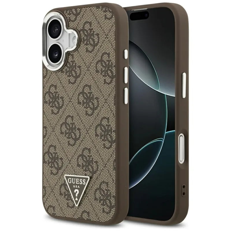 Guess 4G Triangle Logo MagSafe – Dėklas iPhone 17 (ruda)