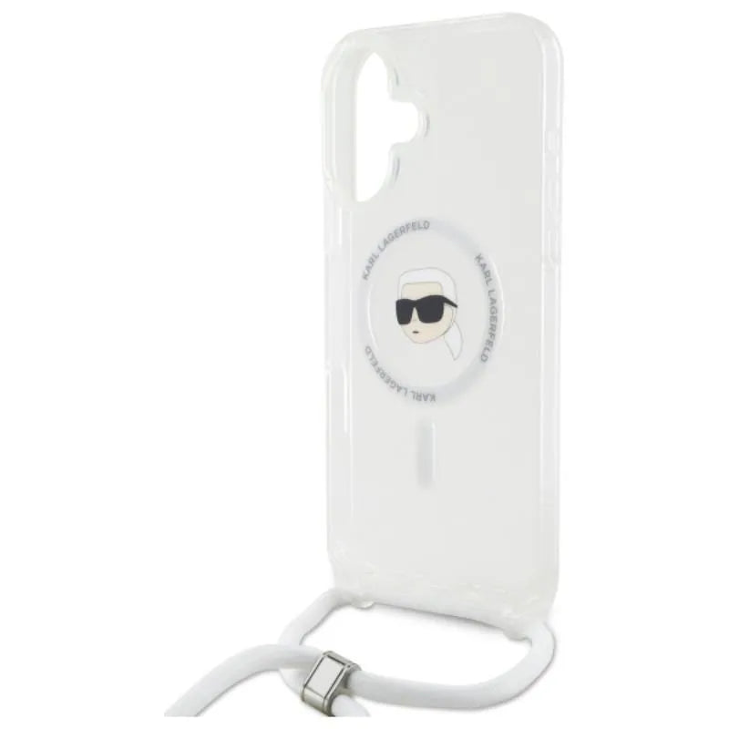 Karl Lagerfeld Crossbody IML Karl Head MagSafe – dėklas iPhone 16 (skaidrus)