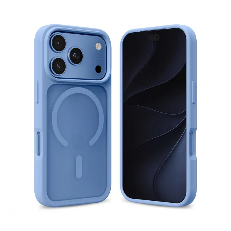 Crong Hybrid Matte Magnetic – MagSafe dėklas, skirtas iPhone 18 Pro / 17 Pro (mėlynas)