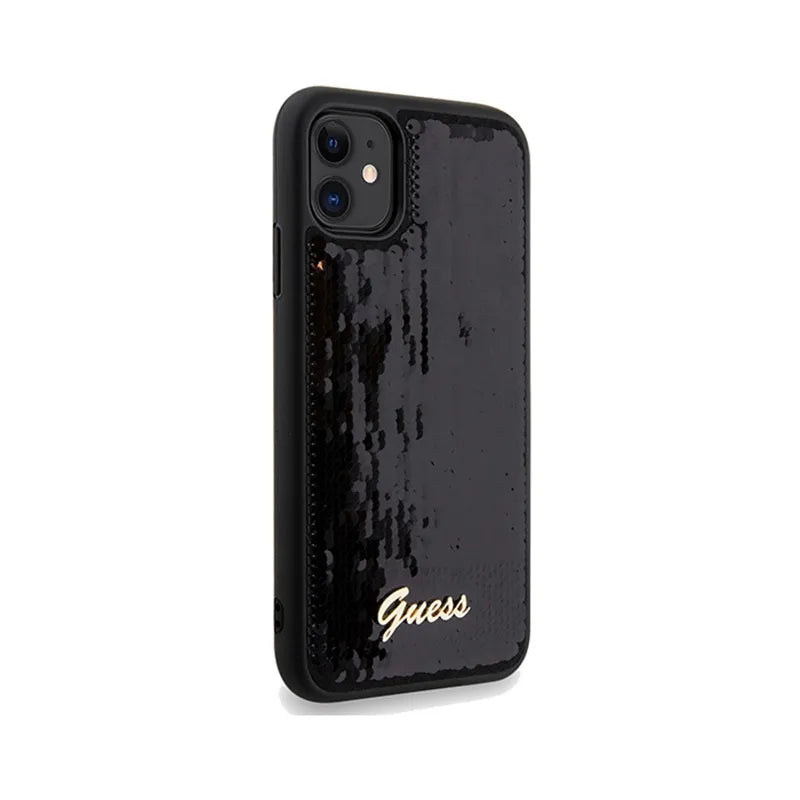Guess Sequin Script Metal - Dėklas iPhone 11 (Juodas)