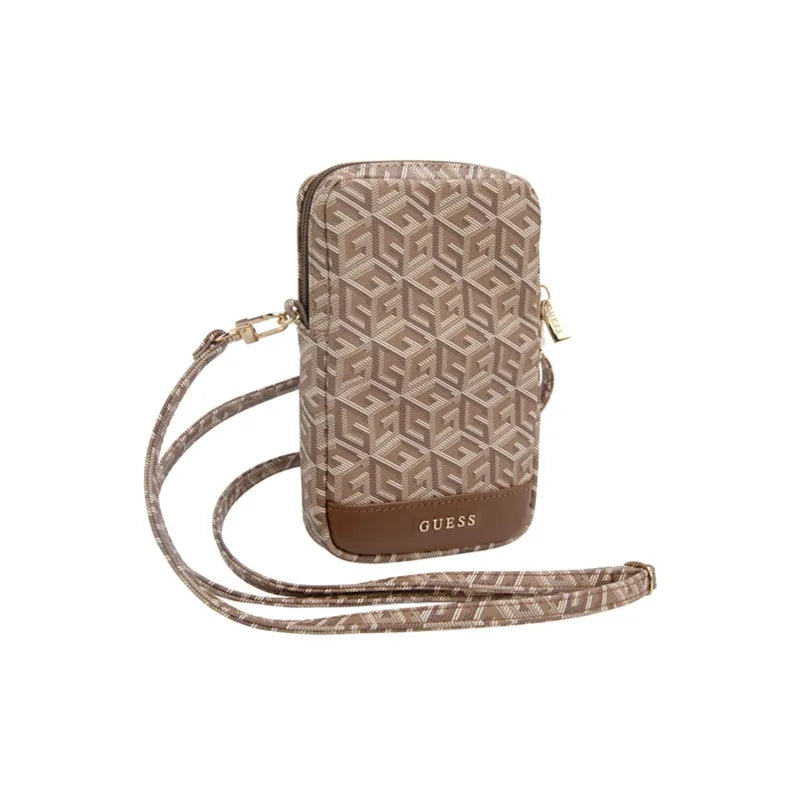 Guess Zip GCube Bottom Stripe – telefono krepšys (rudos spalvos)