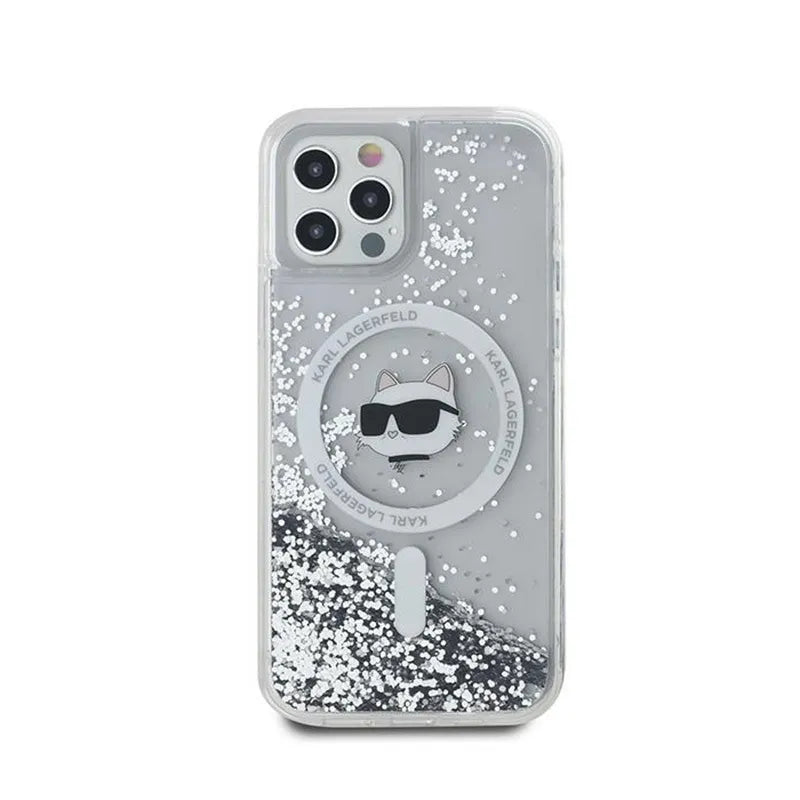 Karl Lagerfeld Liquid Glitter Choupette Head MagSafe – iPhone 12 / iPhone 12 Pro dėklas (skaidrus)