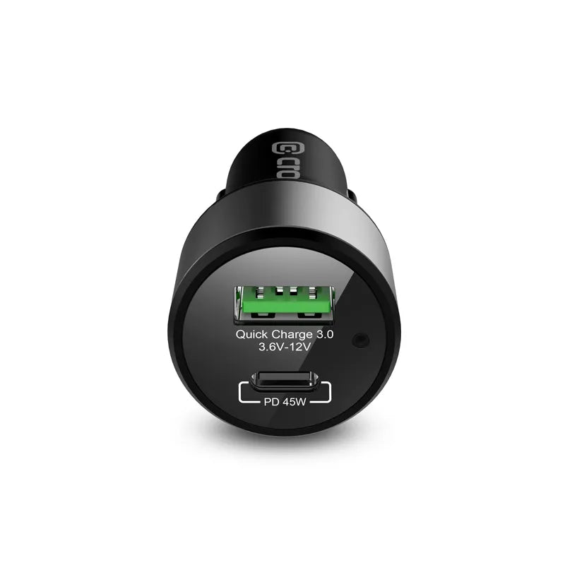 Crong automobilinis įkroviklis 63 W – USB-C PD 45 W automobilinis įkroviklis + USB QC 3.0 18 W (juodas)