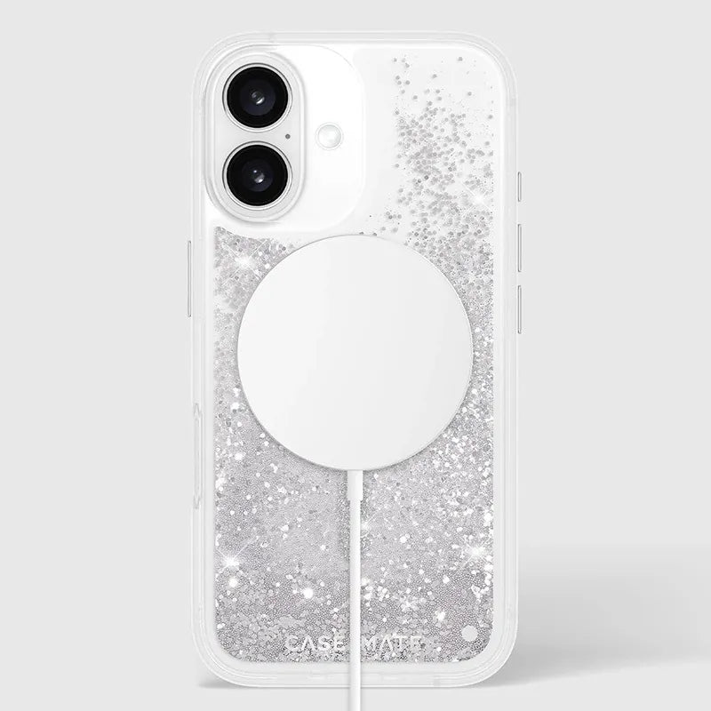 Case-Mate Waterfall MagSafe dėklas, skirtas iPhone 16 (sidabrinis)