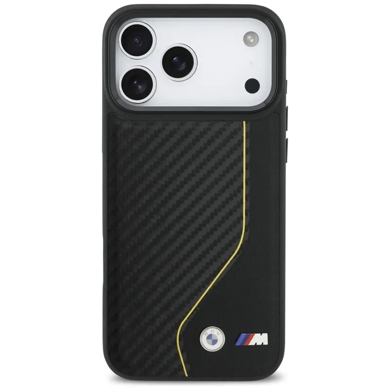 BMW M Carbon Line & Logo MagSafe – dėklas iPhone 17 Pro Max (geltonas)
