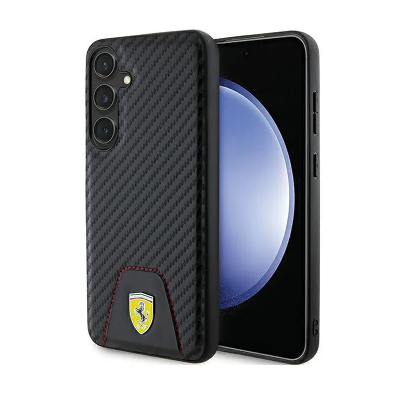 Ferrari Carbon Stitched Bottom - dėklas Samsung Galaxy S24+ (juodas)