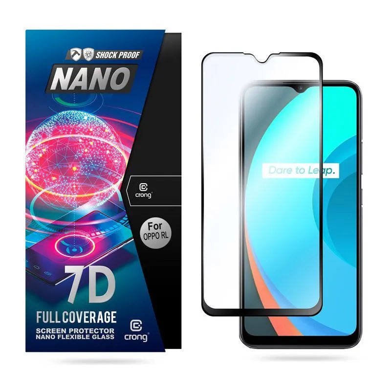 Crong 7D Nano lankstus stiklas - 9H hibridinis stiklas visam OPPO realme C11 ekranui