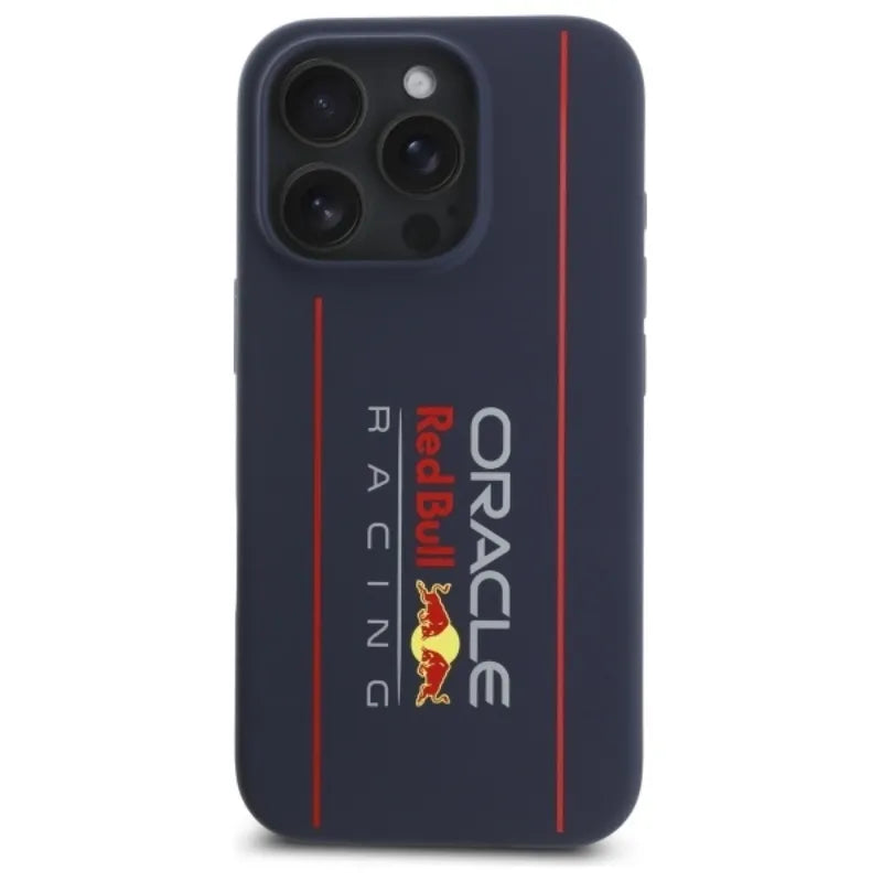 Red Bull Silicone Vertical Logo MagSafe – iPhone 16 Pro Max dėklas (tamsiai mėlynas)